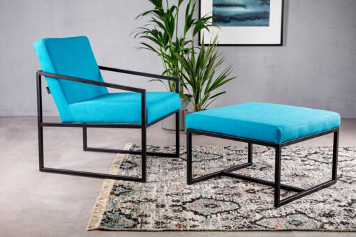 Riau armchair blue and black with ottoman