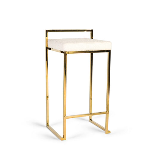 Coco bar stool white boucle gold legs