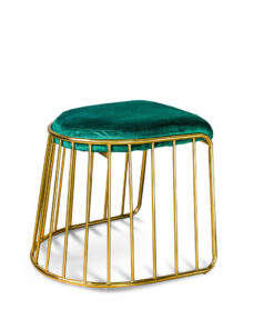 Fiji stool green velvet gold legs