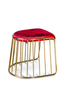 Fiji stool red velvet gold legs