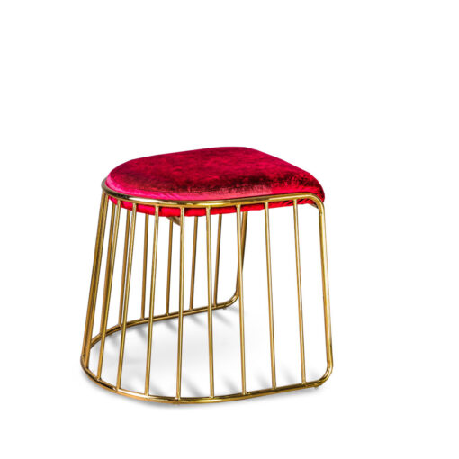 Fiji stool red velvet gold legs