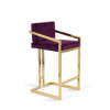 Havelock low bar stool violet velvet gold legs