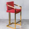 Low bar stool Havelock red structural rose gold brushed