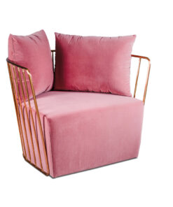 Lao armchair with pink velvet and rose gold