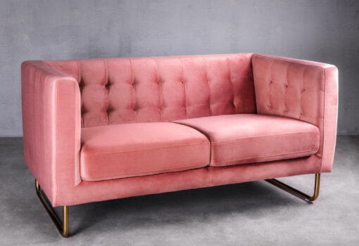 Meno sofa 2s pink velvet gold legs