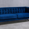 Meno sofa 3S blue velvet and rose gold legs