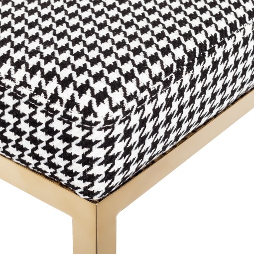 Coco bar stool black white houndstooth gold legs 4
