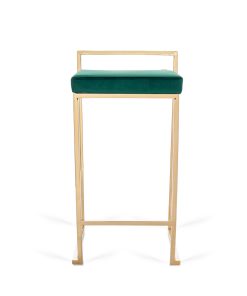 Coco bar stool green velvet gold legs