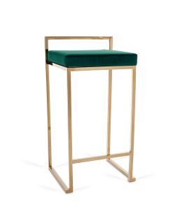 Coco bar stool green velvet gold legs 1
