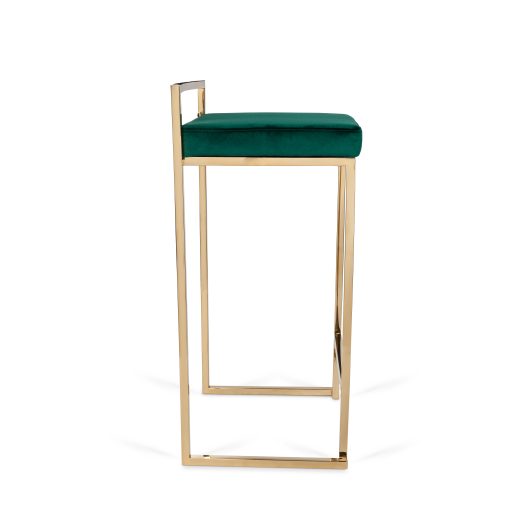 Coco bar stool green velvet gold legs 2
