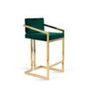 Havelock lowbar stool green velvet gold legs