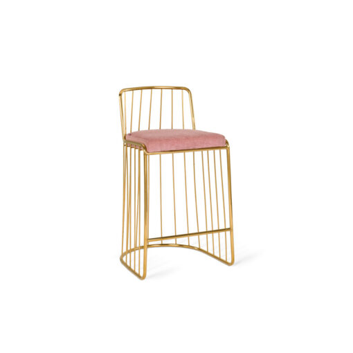 Low bar stool Fiji pink velvet