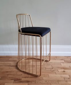 Low bar stool Fiji gold legs black velvet